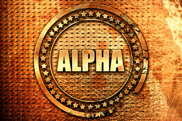 alpha, 3D rendering, text on metal
