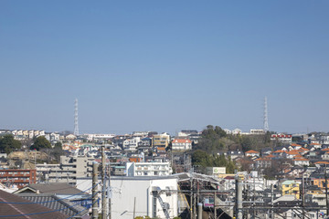 横浜市の住宅街と東急田園都市線
