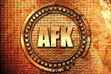 afk, 3D rendering, text on metal