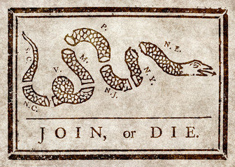 Join or die, Benjamin Franklin's warning to British colonies in