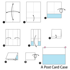 step by step instructions how to make origami A Post Card Case.