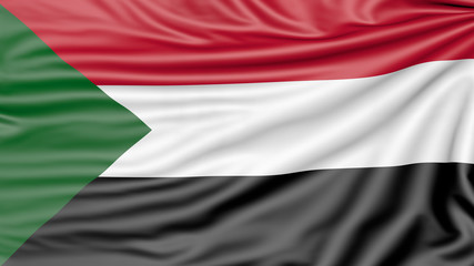 Flag of Sudan, 3d illustration with fabric texture