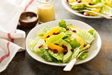 Fresh colorful salad with romaine and orange
