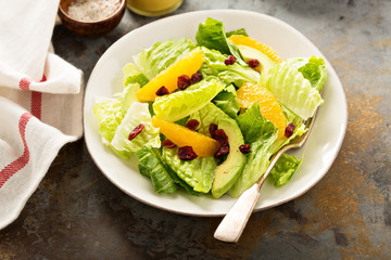 Fresh colorful salad with romaine and orange