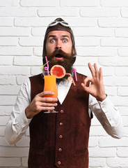 Fototapeta premium surprised handsome bearded pilot