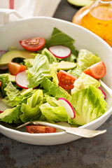 Fresh healthy salad with romaine and avocado
