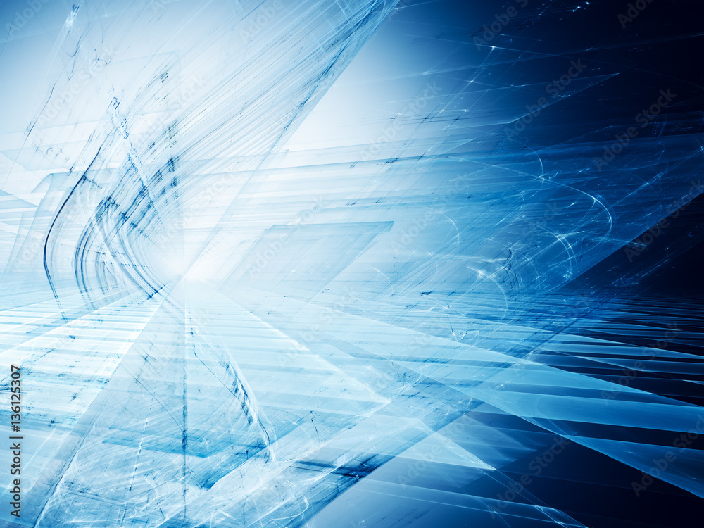 Poster abstract background element. three-dimensional composition of glowing grids and wave shapes. science
