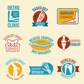 Orthopedics Symbol Set With Bone And Joint