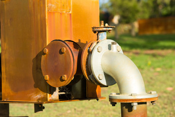 Close up Rusty power supply pump pipeline