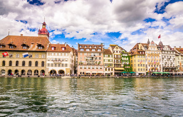 Fototapeta na wymiar Beautiful river cityscape of Lucerne, Switzerland