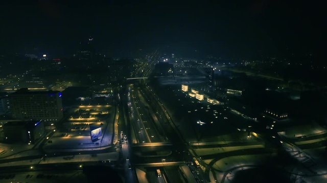 Katowice z lotu ptaka nocą Muzeum