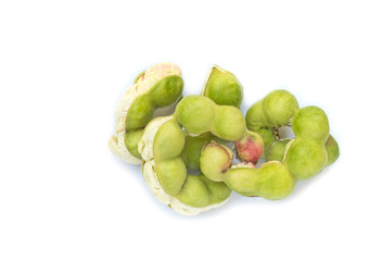 Top view Pithecellobium dulce isolated on white