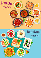 Healthy food icon set for restaurant menu design