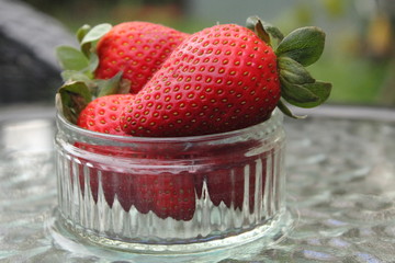 strawberry in a glass bowl