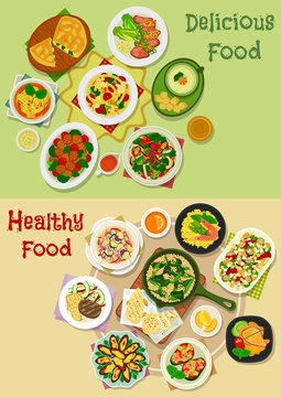 Main meal icon set for food theme design