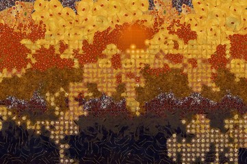 Wide abstract background in Gustav Klimt style 
