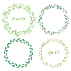 Round floral green frames