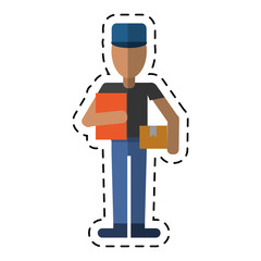 delivery man avatar with cap box and clipboard cutting vector illustration eps 10