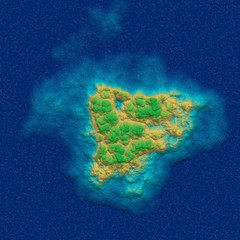  Top view of the island - 3D illustration 