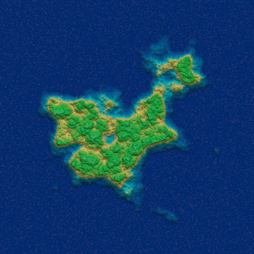  Top view of the island - 3D illustration 