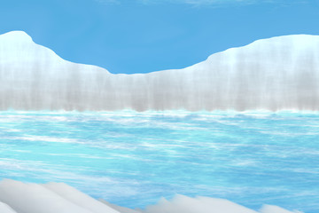 Fototapeta na wymiar Arctic background with iceberg - 3D illustration 
