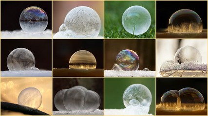 Gefrorenen Seifenblasen in vielen Variationen