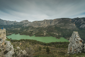 View from Guadalest castle over valley in Spain
