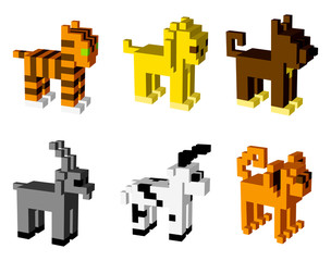 Animal icons  3D pixel art   for design project -   vector illustration  © kseniyaomega
