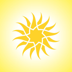 Abstract yellow sun icon. Background.
