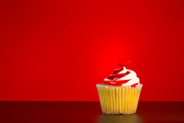 cupcake for valentines on red dark