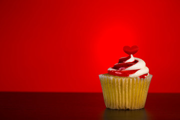 cupcake for valentines on red cherry