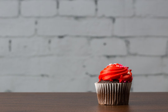 Cupcake Chocolate With Red Frosting