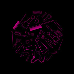 Hairdressing salon icons - vector round set