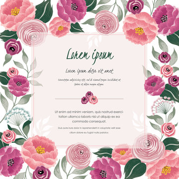  Vector illustration of a beautiful floral border with spring flowers for invitations and birthday cards 
