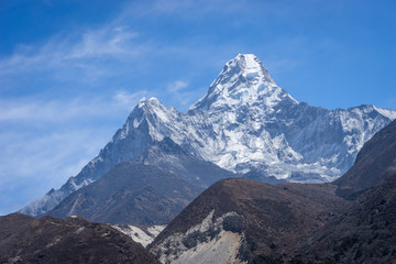 Fototapeta na wymiar Ama Dablam mountain peak at Pangboche village, Everest region, N