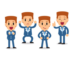 Cartoon businessman character poses set
