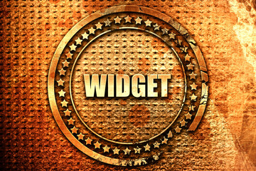 Widget, 3D rendering, text on metal