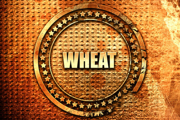 wheat, 3D rendering, text on metal