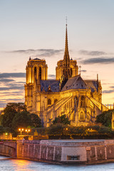 Fototapeta na wymiar The Cathedral of Notre Dame in Paris at sunset