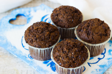 Chocolate muffins with chocolate chips