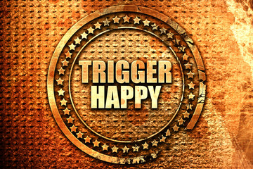 trigger happy, 3D rendering, text on metal