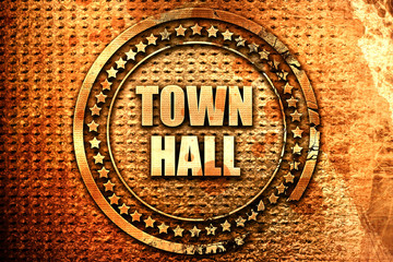 town hall, 3D rendering, text on metal