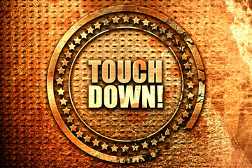 touchdown, 3D rendering, text on metal