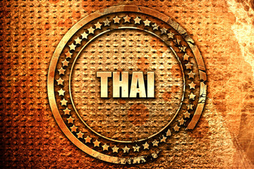 thai, 3D rendering, text on metal