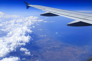 Skyline View above the Clouds from air plane