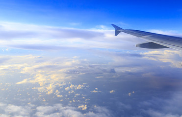 Skyline View above the Clouds from air plane