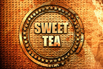 sweet tea, 3D rendering, text on metal