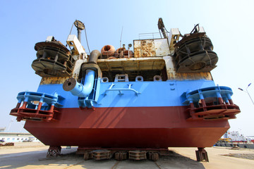 ship was under repair in the dock