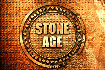 stone age, 3D rendering, text on metal