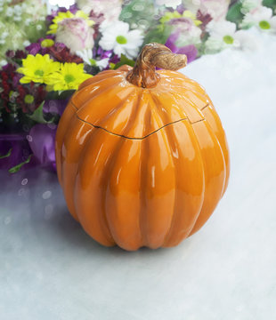 Clay Pot in the shape of a Pumpkin